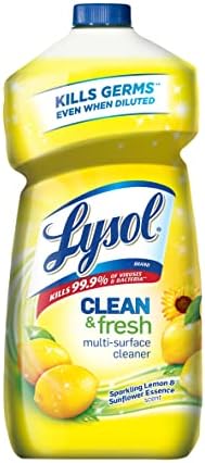 Lysol Multi-Surface Cleaner, Sanitizing and Disinfecting Pour, to Clean and Deodorize, Sparkling Lemon and Sunflower Essence, 40 Fl Oz