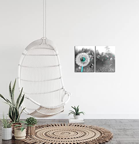 Apicoture Dandelion Flower Wall Art Dandelion Canvas Print Black And White Canvas Wall Art For Bathroom Wall Decor Ready To Hang 12''X 16''X 2 Panels #TOP2