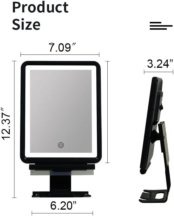 Miniatura 5 de Cayomi Espejo de ducha grande sin niebla para afeitarse con luz LED, espejo antivaho con iluminación de 3 colores, espejo de afeitado sin niebla con