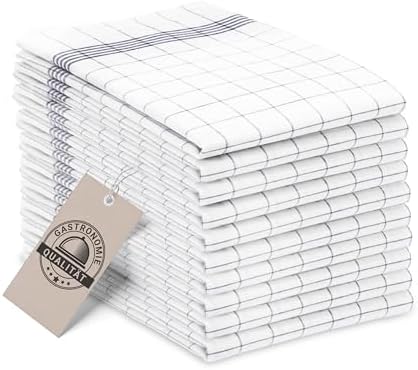 ZOLLNER 10er Set Geschirrtücher Baumwolle in 50x70 cm - super saugstarke und langlebige Küchentücher - waschbar bis 95°C – in grau weiß kariert - Gastronomiequalität - Oeko Tex® Ze
