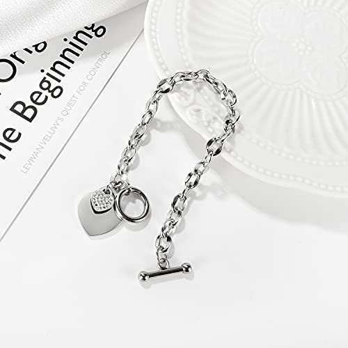 Image of JUPPE Silver Titanium Steel Engraved Bracelet Personalized Proverbs 4:23 Bangle Gift for Women Girls