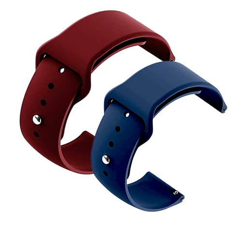 Image of YODI New Accessories Silicone 22MM Strap Belt Band for Smart Watch (Set of 2 Color) Combo Pack (Smart Watch NOT Included) (WINRED-Blue)