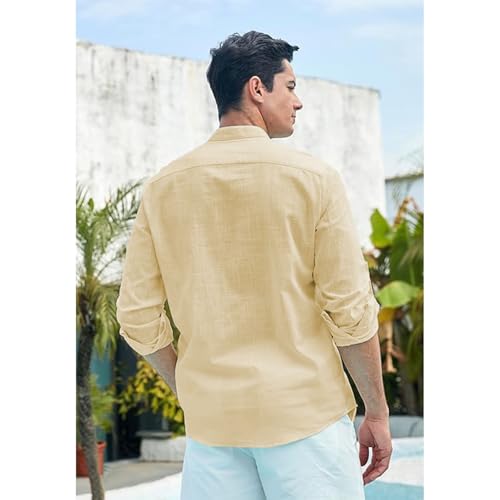 Image of Vida Loca Men Full Sleeve Solid Cotton Blend Straight Slim Fit Kurta Shirt for Men's.