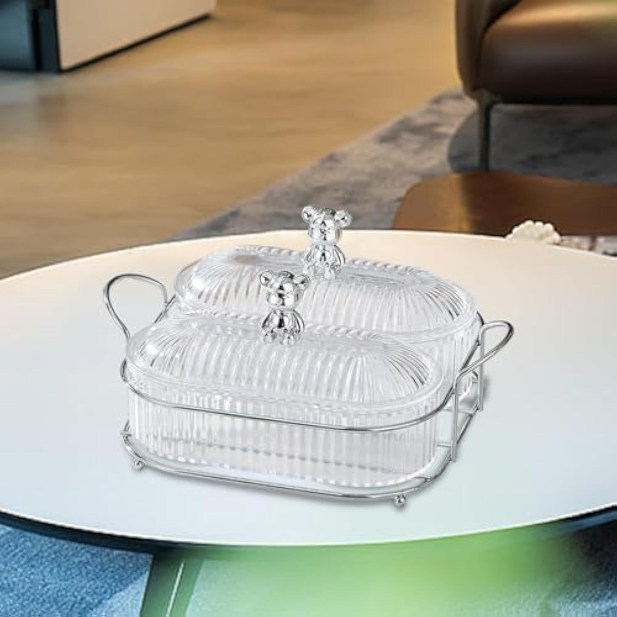 Divided Snack Serving Bowls with Handle for Dried Fruits