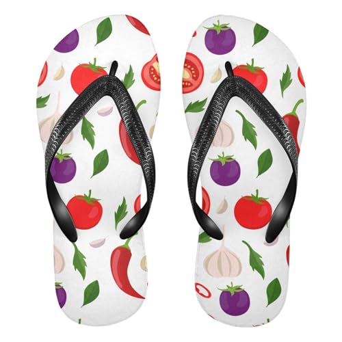 Sinestour Garlic Pepper White Flip Flops for Beach Thong Sandals Anti-slip Lightweight Beach Slippers for Summer Travel Swim
