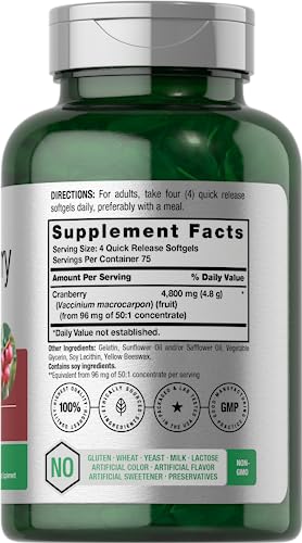 Horbäach CL11595 Cranberry Pills 4800Mg | 300 Softgels | Non-Gmo, Gluten Free Supplement thumb #1