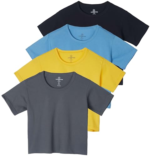 Real Essentials 4-Pack Cotton Short-Sleeve Crop Tees