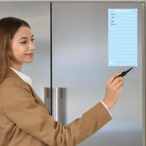 Image of Zesta Vinyl Magnetic Planner for Fridge | Cute Weekly Planner /Meal Planner with Marker | Rewritable Magnetic White Board for Fridge (Pastel Blue)
