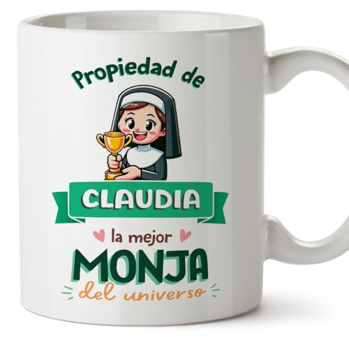 MUGFFINS Tazas Personalizadas para MONJA mujer - En Español - Propiedad de - 11 oz / 330 ml - Regalo Personalizable original y divertido