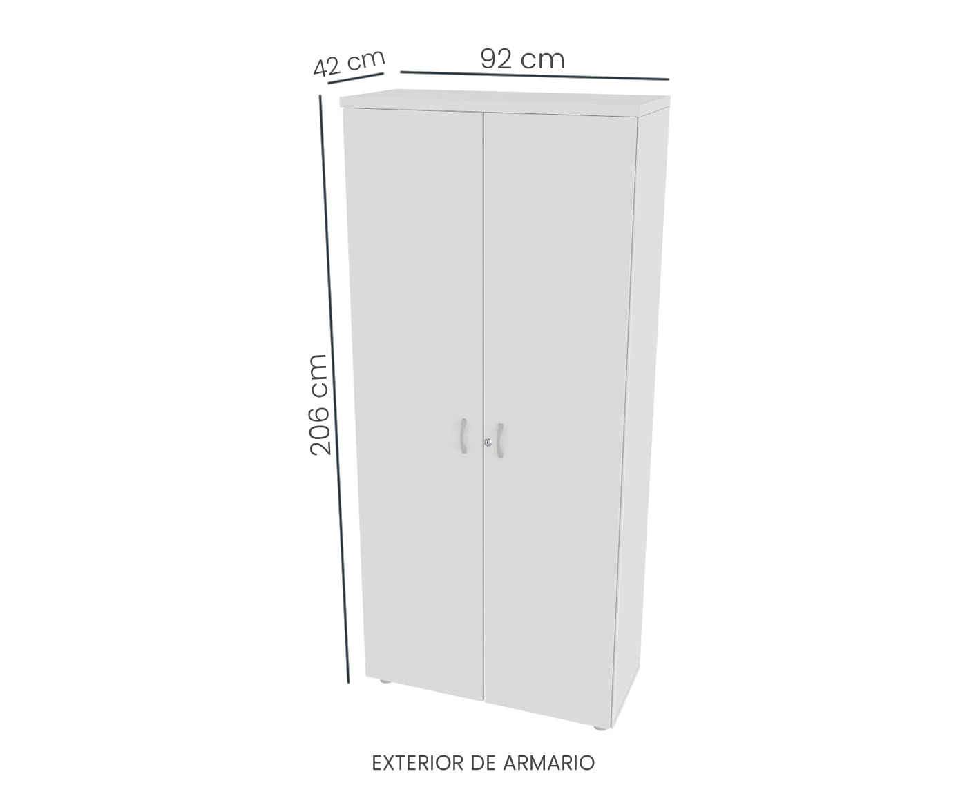 Euromof Armario de Oficina, Alto. Puertas Completas. 92x42x206 cm. Blanco.