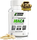 Black Maca Root Capsules Pure Organic Concentrate 6:1, Black & Purple Low-Temp Gelatinized Maca Root Powder 100% Vegan, 120x500mg, Potent Energizer (AKA Lepidium meyenii, Peruvian Ginseng) -  Herbolab