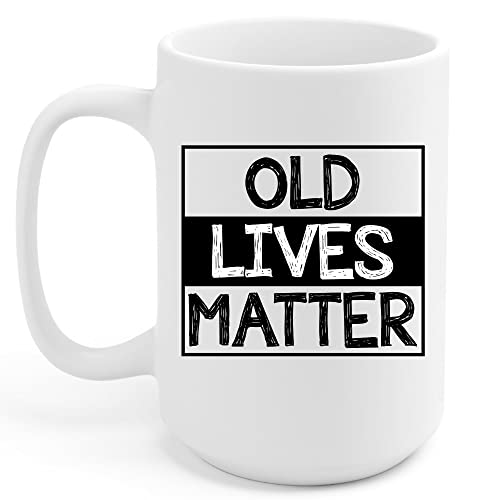 Vivulla68 Old Lives Matter, taza de café de 15 onzas, regalo de broma de jubilación para hombres y mujeres, taza de Old Lives Matter, regalo divertido para el día de los abuelos, regalo divertido de