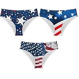 XYZCANDO Patriotic American Flag Bikini Underwear for Women Hipster Panties Soft Stretch Breathable Low Waist Ladies Underwear Panties for 4th of July