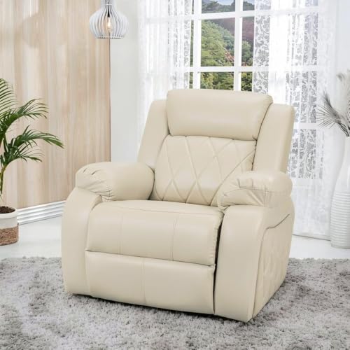 Image of Solis Royale 1 Seater Recliner Sofa Chair | Motorized Recliner Lounge Sofa Chairs for Relaxing | Comfortable Cushioned | Living Room, Bedroom, Office (Relaxyard - Beige, Relaxyard - Leatherette)