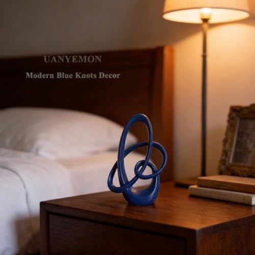 Estatua decorativa azul moderna de nudos de resina 7.1 in miniatura 7