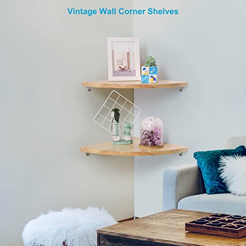 Jorikchuo 12 Inch Corner Wall Shelf, Set Of 2 Solid Wood Corner Floating Shelves For Wall, Round End Wall Mounted Floating Corner Shelf For Bedroom, Bathroom, Living Room And Kitchen (12" Burlywood) #TOP4