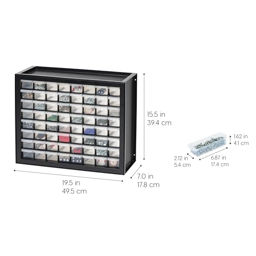 Image of IRIS USA 64-Drawer Screw Organizer, Made in USA, Storage Chest for Hardware, Screws, Nuts & Bolts, Garage Tools, Charms, Beads, Craft, Scrapbook & Hobby Supplies, Teacher Toolbox, Black