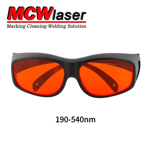 MCWlaser Óculos de segurança a laser profissionais OD7+ 190-540nm óculos de proteção CE para lâmpada