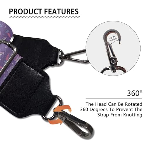 Image of Halloween Handbag Strap Canvas Purse Strap Colorful Bat Black Shoulder Strap Multicolor Bats Replacement Strap