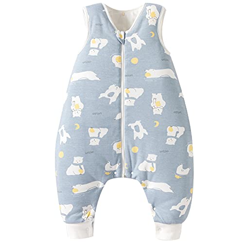 Image of Duomiaomiao 1.5 TOG Toddler Sleep Sack 6-12 Months 100% Cotton Four Season Baby Sleep Sack with Feet, Breathable Comfy Toddler Wearable Blanket