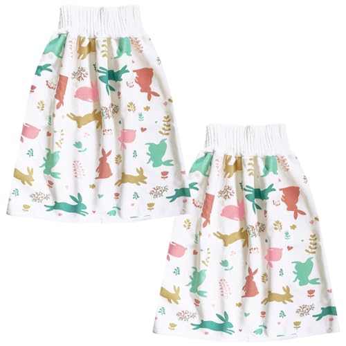 Waterproof Diaper Skirt for Baby Toddler Bed Wetting Training Diaper Shorts for Boys and Girls Night Time (Rabbit+Rabbit) - M