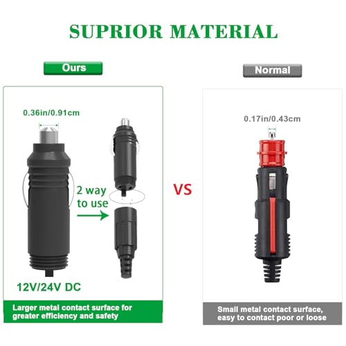 Image of DC Power Cord Cable for 12V Fridge Freezers with Threaded Socket Surface Mount Outlet, 12V /24V Car Fridge Cooler Power Supply Cables with 2-PIN Connector 12 Volt RV Portable Refrigerator