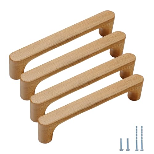 Evionlin Set mit 4 runden Schubladengriffen Buche, 16 cm