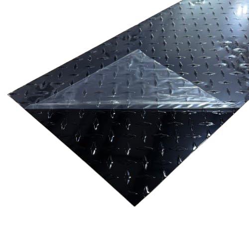 12" x 36" Black Diamond Plate Aluminum Sheet, 16 Gauge .050" Thick, Painted One Side, 3003 Alloy - Protective, Door Foot Guard, Work Bench
