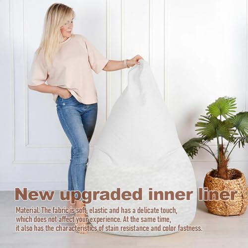 RANJIMA Innenbezug für Sitzsac, Innenbezug des Sitzsacks Sitzsackhülle Futter Ohne Füllung Sitzsack Taschentücher Ersatzbezu Sitzsackhülle Ersatzbezug für Stoff Sofa DIY Lazy Bag, Weiß XL
