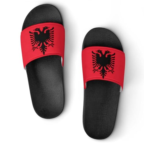 Vintage Albania Albanian Ea-gles Flag Shower Slippers for Women Men Casual Non-Slip Slide Sandals Beach Bathroom Shoes