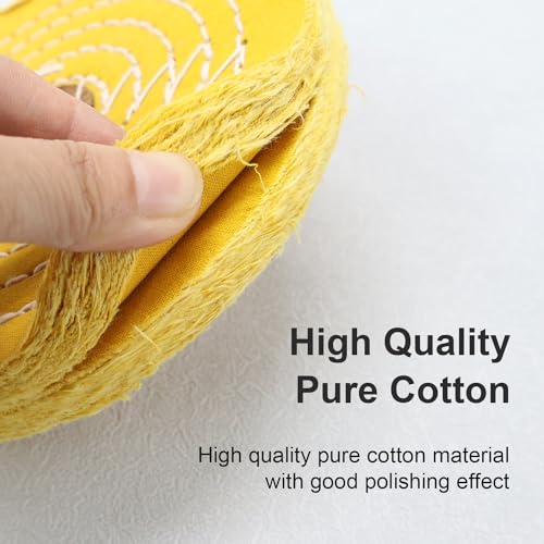 Image of SCOTTCHEN Buffing Polishing Wheel 6 inch Treated Yellow Cotton Medium(42 Ply) with 1 /2 inch Arbor Hole for Bench Grinder - 1 Pack