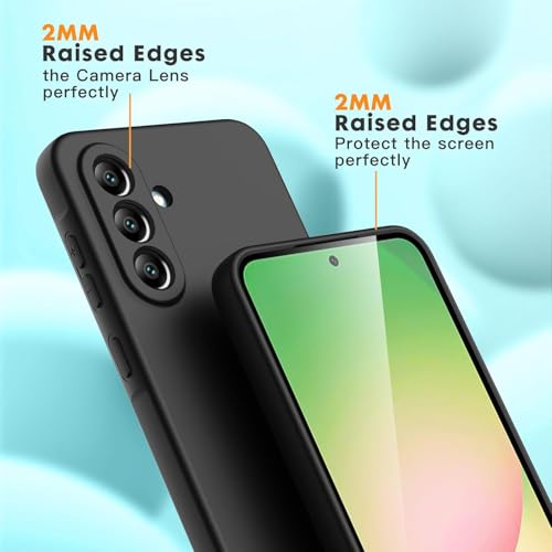 Image of DIZORO Microfiber Candy Case for Samsung A36 5G Smooth Touch Cushion Liquid Soft Silicone Gel Rubber Phone Cases Non-Slip Full Body Protective Shockproof Back Cover (Black)