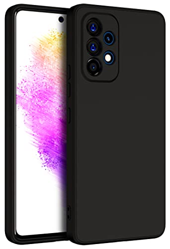 Image of Kapa Matte Lens Protective Back Cover for Samsung Galaxy A73 (5G), Slim Silicone with Soft Lining Shockproof Flexible Full Body Bumper Case (Black)