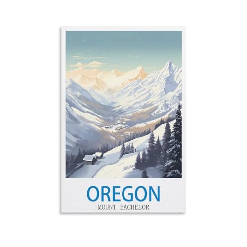 Décoration murale Mount Bachelor Oregon sur toile vintage 50 x 75