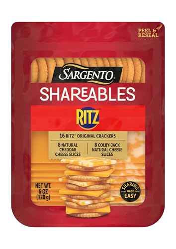 Sargento Shareables Natural Cheddar & Colby-Jack Sliced Cheese with Ritz Original Crackers Cheese Tray, 6 oz
