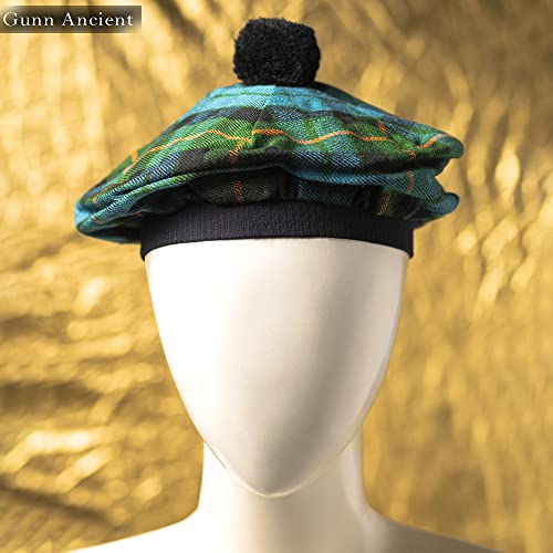 Image of Scottish Tam O' Shanter Hat Tartan Bonnet Pom Pom Wool Flat Cap One Size