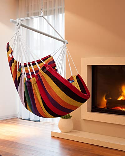 Image of ADVOKAIR Hammock Chair Swing, Heavy-Duty Hanging Rope Swing Seat Supports 500 Lbs, Ideal for Outdoor Patio, Backyard, Porch, Deck & Indoor Bedroom Use