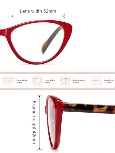 Image of 4 Pack Fashion Cat Eye Reading Glasses for Women, Computer Blue Light Blocking Readers Anti Glare Eyeglasses +2.0