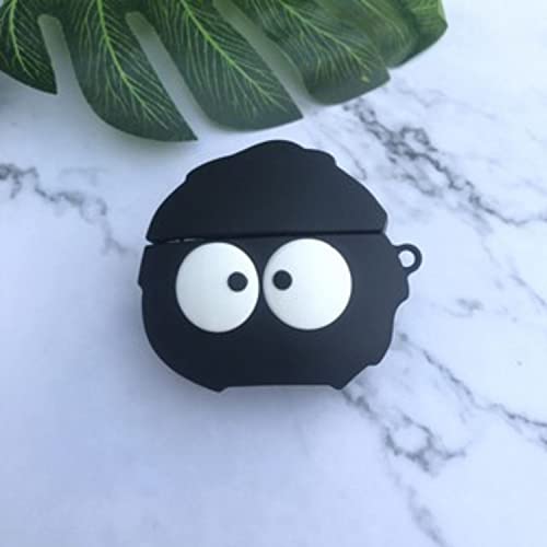 Image of Prolet Compatible with Airpods Pro Case Cover, Soft Silicone Cartoon Character Cover with Key-Chain, 360 Airpods Pro Protective Case Cover-Black Funny