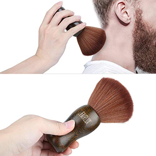 Large Barber Brush Hair Cutting Neck Duster Brush Professional Barber Fibaer With Wooden Handle (Round Barber Brush) #TOP1