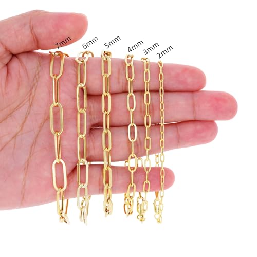 Nuragold 14K Real Yellow Gold Paperclip Chain Elongated Cable Link Bracelet 7"-8" (2mm-7mm) Italian Jewelry for Men & Women3