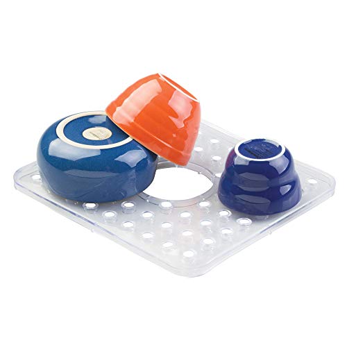 iDesign Kitchen Sink Protector Mat with Hole for Sink Strainer - Clear