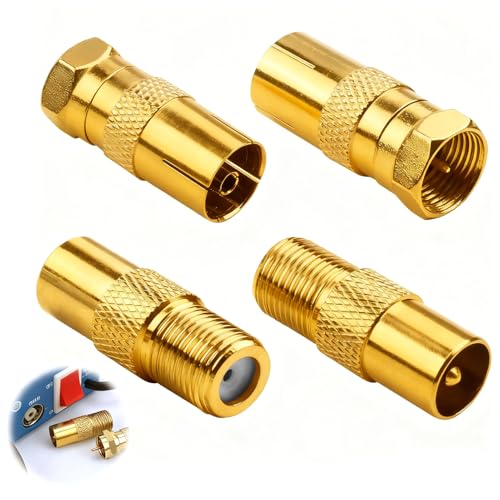AYHYHLJZJ 4 PCS Adaptateur Antenne TV F Male/Femelle Coaxial, Connecteurs Coaxiaux pour Câble SAT, Prise Antenne TV, Adaptateurs Multimédia pour TV, SAT et...