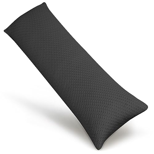 ELEMUSE Full Body Pillow for Adults - Shredded Memory Foam & Zippered Cooling Bamboo Cover - 20 x 54 Long Pillow for Sleeping - Bed Pillows for Side Sleeper,Black