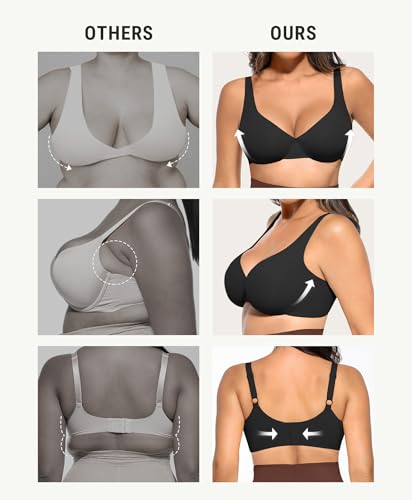 Image of FeelinGirl Women's Unlined Bras Underwire Comfort Full Coverage Tshirt Bras