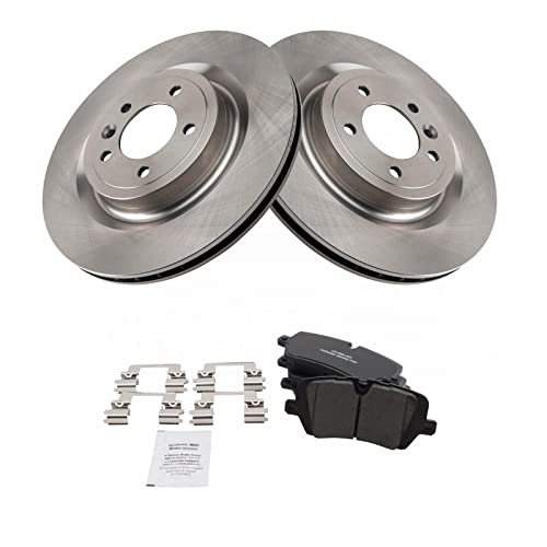 Image of TRQ Rear Ceramic Brake Pad and Rotor Set | For 14-17 Land Rover Range Rover with 350mm Diameter Rear Rotors 18-20 Land Discovery V6 3.0L Gas Engine 21 Range V6 3.0L