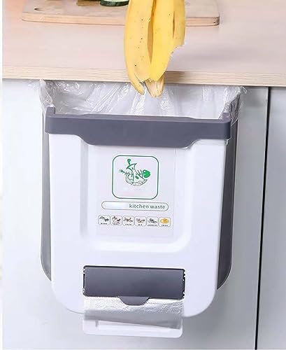 Caneca de basura colgante plegable para cocina blanca
