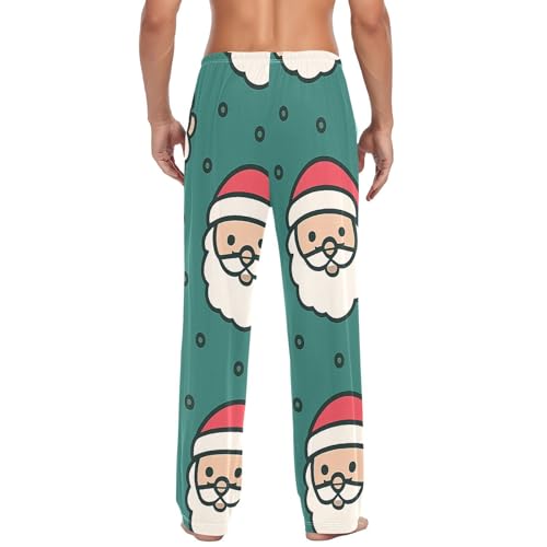 Santa Claus Seamless Men's Pajama Bottoms Plaid Pajamas Pants for Men Soft Long Lounge Woven Pj Sleep Pant with Pockets3