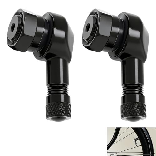 2 Pièces Valve de Pneu 90 Degrés, Valves d'angle Aluminium 11.3mm, Tiges de Valve Tubeless Étanches avec Joint Anti-Fuite, Adaptateur de Gonflage Angle Droit pour Moto Scooter Vélo Électrique