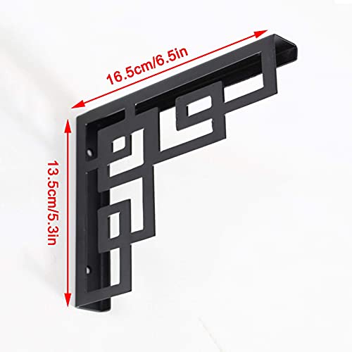 Support étagère mural fer forgé noir style rétro lot de 2 - 3